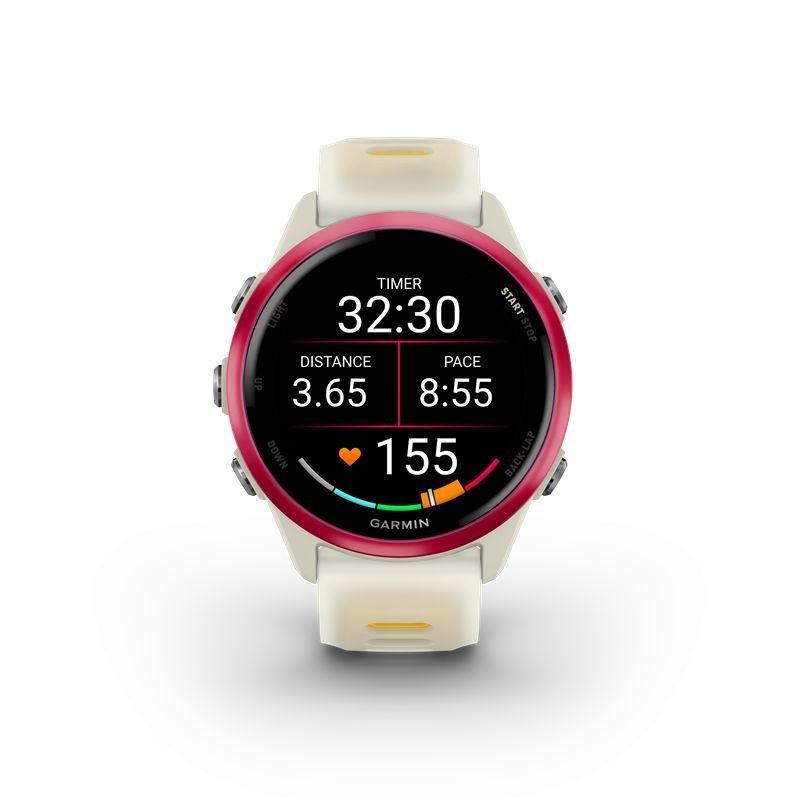 Garmin Forerunner 570 42mm Raspberry Aluminum with Translucent Bone/Mango Band Garmin Forerunner 570 42mm Raspberry Aluminum with Translucent Bone/Mango Band