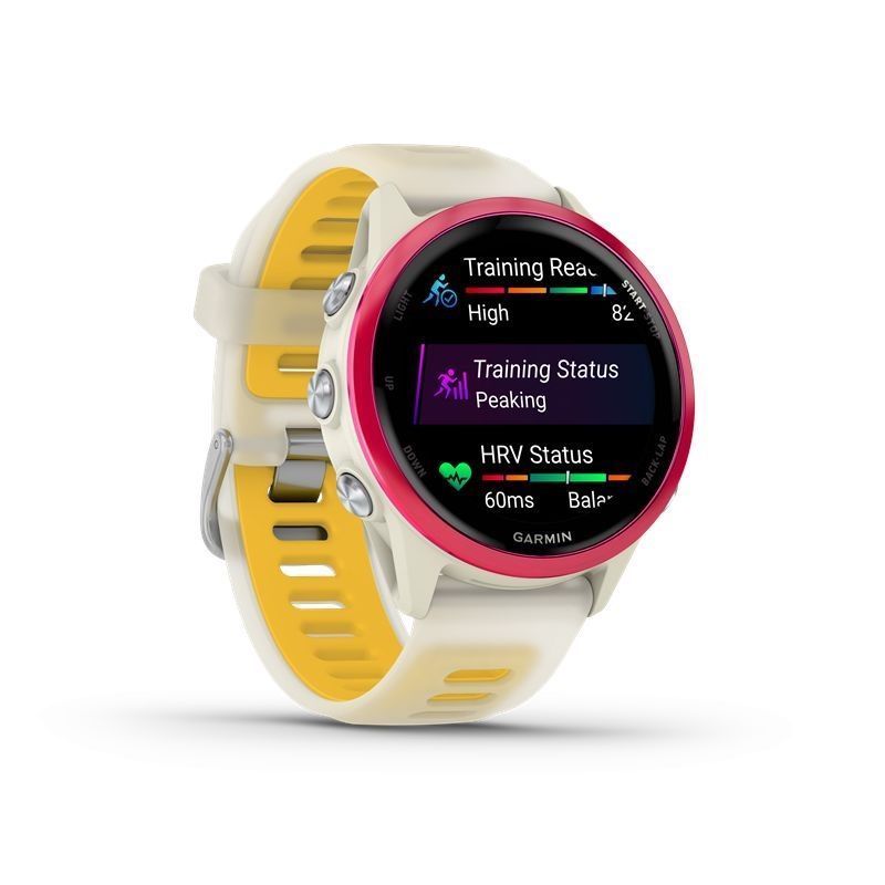Garmin Forerunner 570 42mm Raspberry Aluminum with Translucent Bone/Mango Band Garmin Forerunner 570 42mm Raspberry Aluminum with Translucent Bone/Mango Band