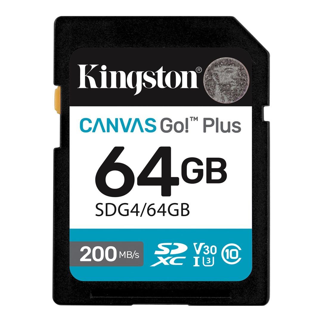 Kingston 64GB Canvas Go Plus Gen4 Class 10 UHS-I U3 V30 Kingston 64GB Canvas Go Plus Gen4 Class 10 UHS-I U3 V30