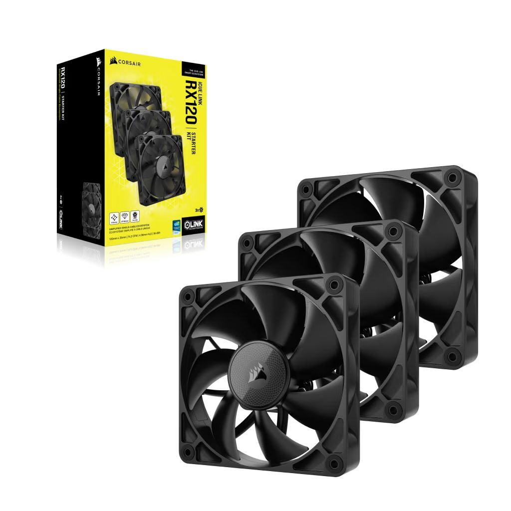 Corsair iCUE LINK RX120 120mm PWM Single Fan Triple Starter Kit Corsair iCUE LINK RX120 120mm PWM Single Fan Triple Starter Kit
