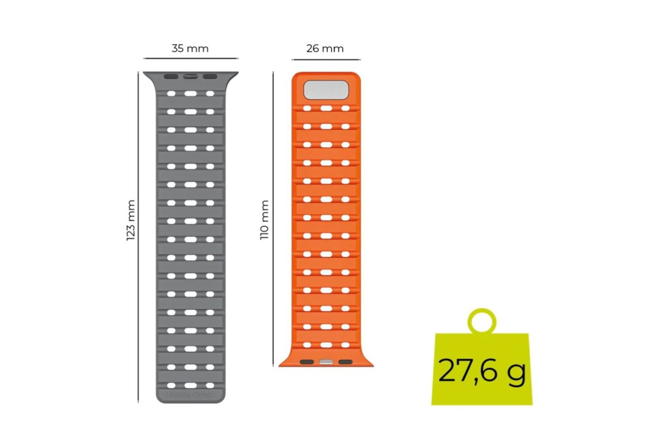 Mobile Origin Magnetic Strap for AW 44/45/46/49mm Grey/Orange