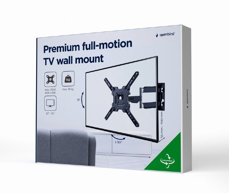 Gembird WM-55ST-01 Premium full-motion TV wall mount 32”-55” Black Gembird WM-55ST-01 Premium full-motion TV wall mount 32”-55” Black
