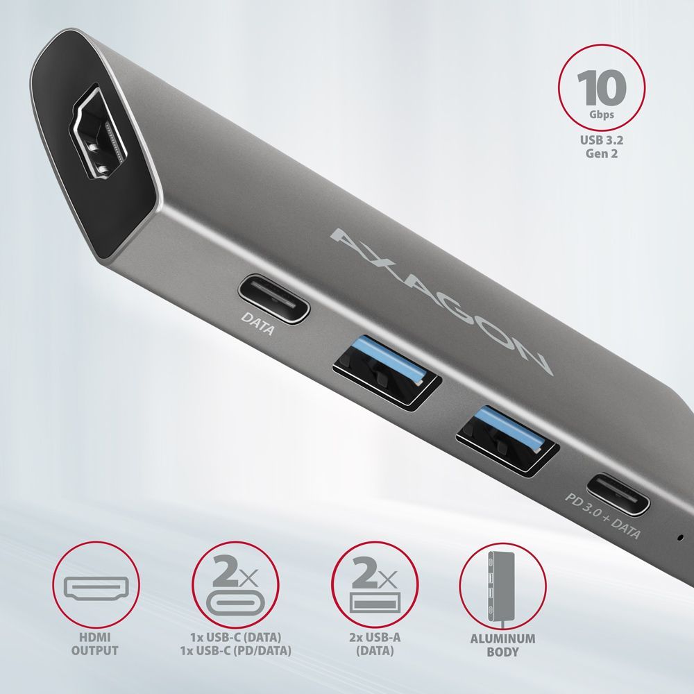 AXAGON HMC-5G21 USB-C 10Gbps SPEEDSTER 5in1 hub AXAGON HMC-5G21 USB-C 10Gbps SPEEDSTER 5in1 hub