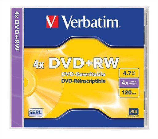Verbatim DVD+RW 4,7Gb 4x Normál tok 1db/csomag (1-es címke) Verbatim DVD+RW 4,7Gb 4x Normál tok 1db/csomag (1-es címke)