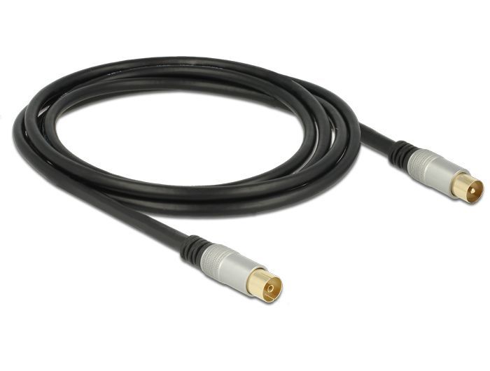 DeLock Antenna Cable IEC Plug > IEC Jack RG-6/U quad shield Premium 2m Black DeLock Antenna Cable IEC Plug > IEC Jack RG-6/U quad shield Premium 2m Black