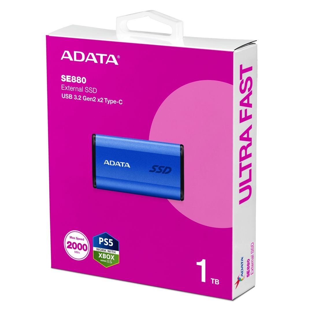 A-Data 1TB USB3.2 Type-C SE880 Blue A-Data 1TB USB3.2 Type-C SE880 Blue