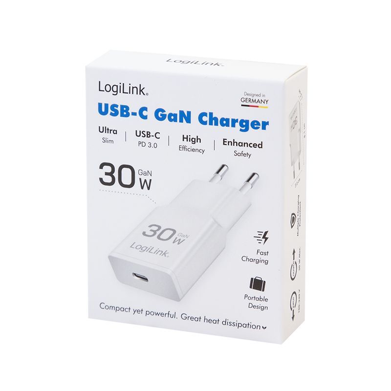 Logilink USB-C socket adapter GaN 1x USB-C (PD) 30W White