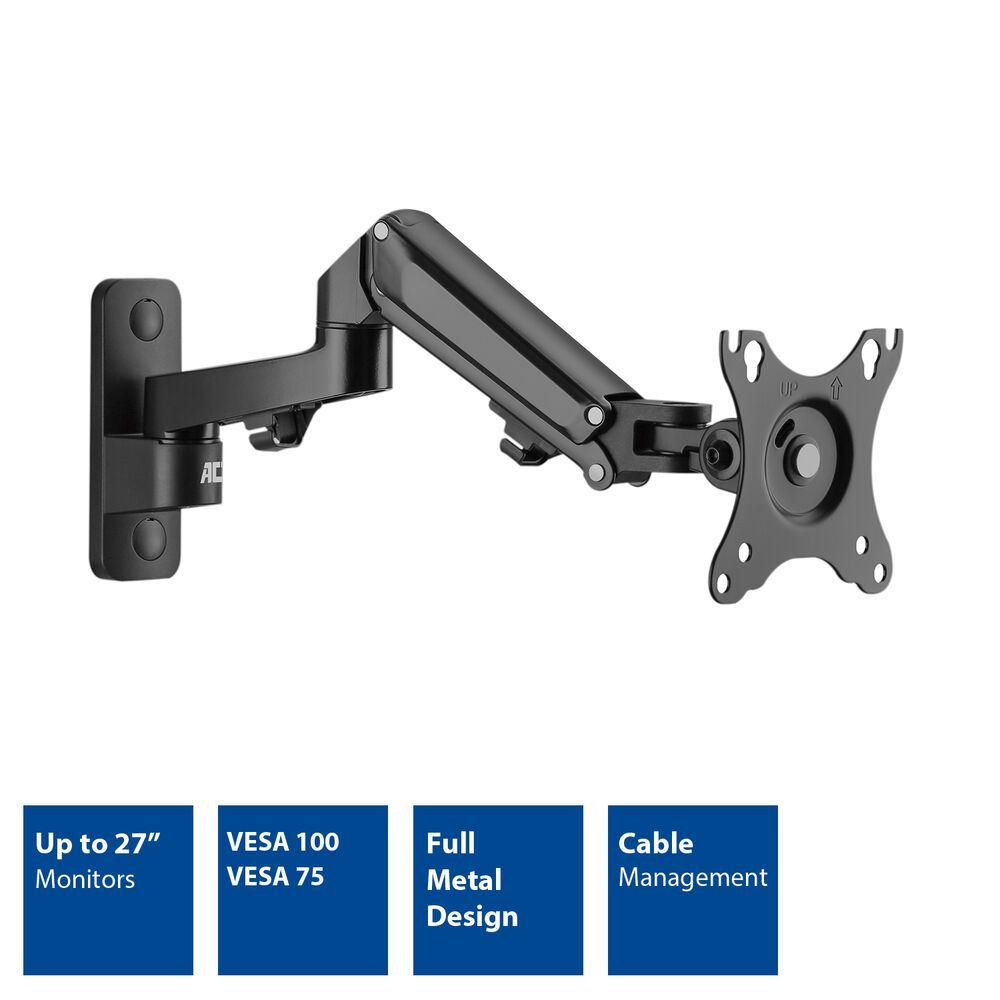 ACT AC8310 Monitor wall mount with gas spring 1 screen Black ACT AC8310 Monitor wall mount with gas spring 1 screen Black
