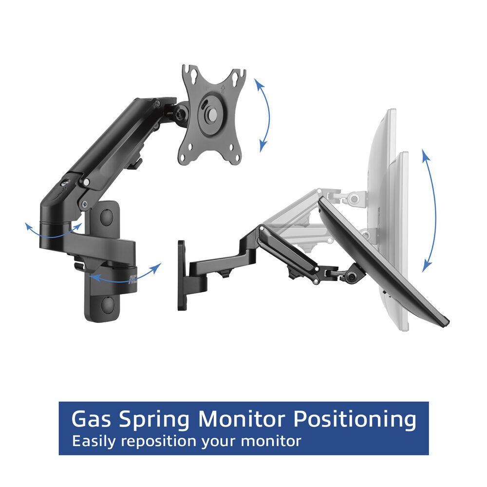 ACT AC8310 Monitor wall mount with gas spring 1 screen Black ACT AC8310 Monitor wall mount with gas spring 1 screen Black