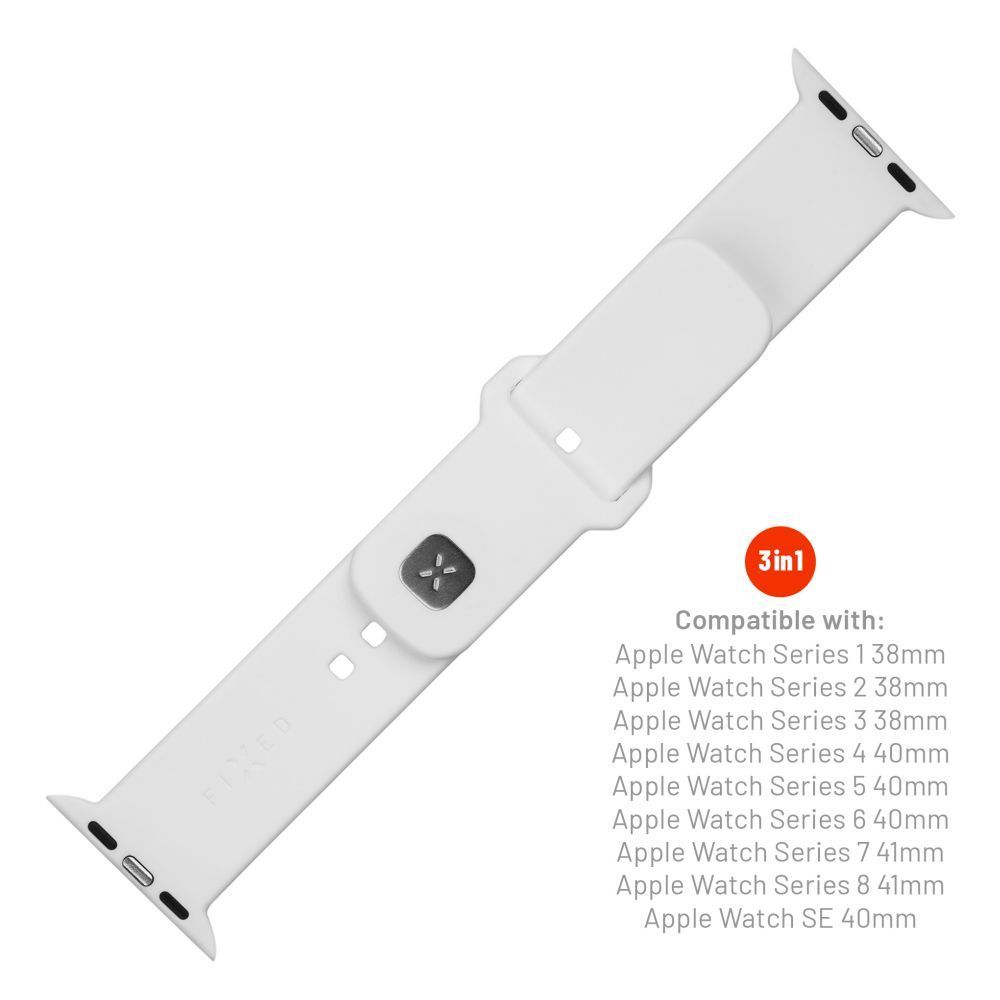 FIXED szilikon sportos óraszíj Apple Watch 38/40/41mm-es okosórához, fehér FIXED szilikon sportos óraszíj Apple Watch 38/40/41mm-es okosórához, fehér