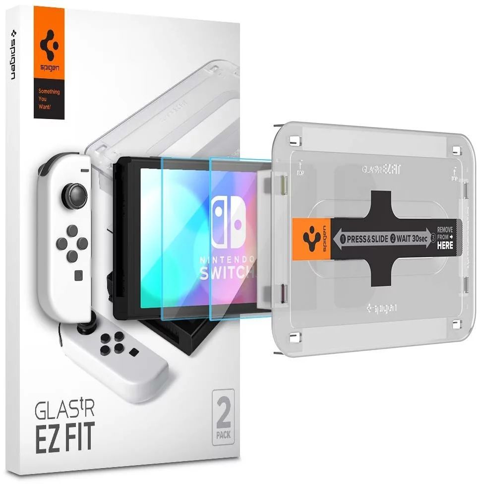 Spigen Glass tR EZ Fit 2 Pack Nintendo Switch Oled Spigen Glass tR EZ Fit 2 Pack Nintendo Switch Oled