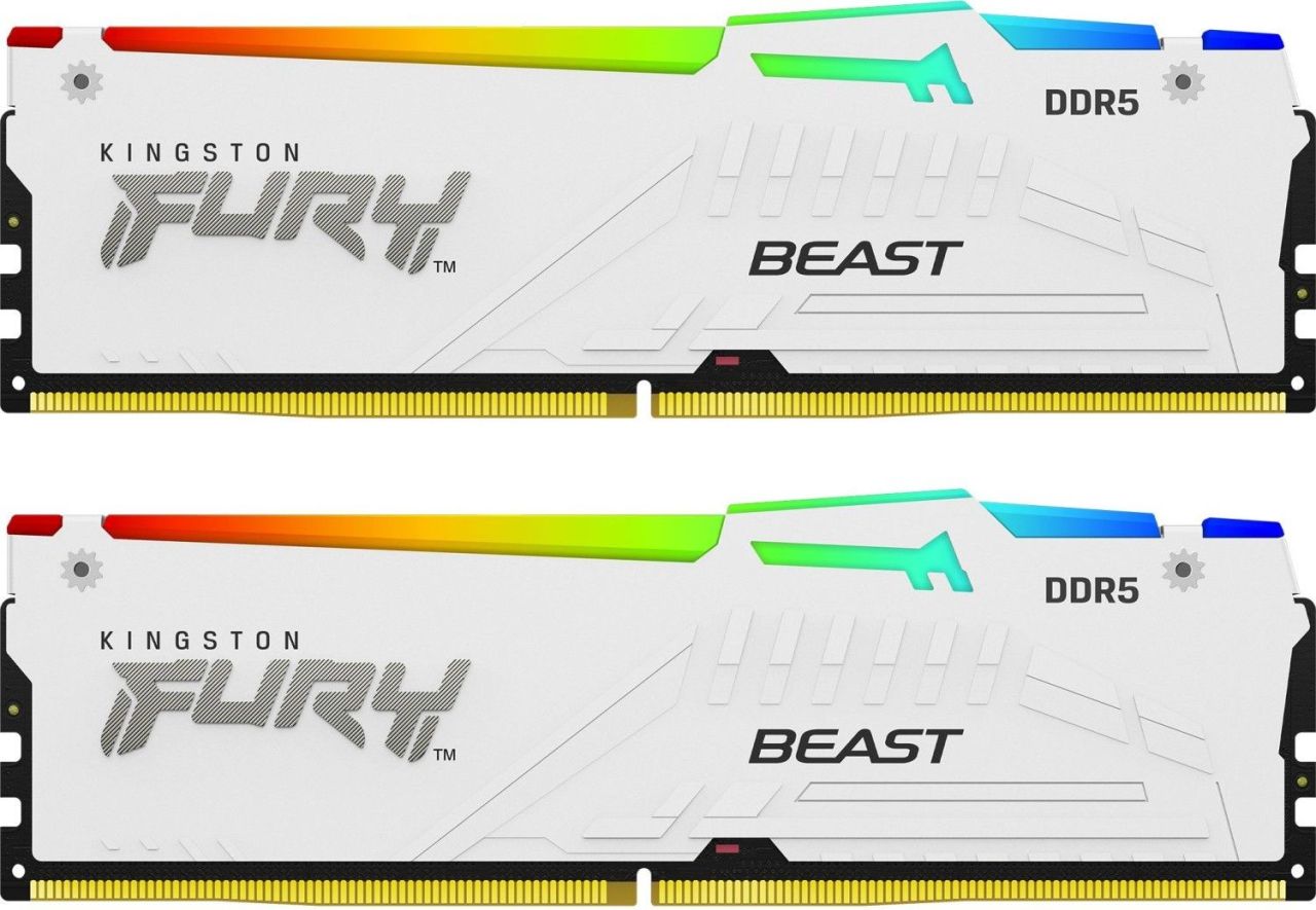 Kingston 64GB DDR5 6000MHz Kit(2x32GB) Fury Beast RGB White Kingston 64GB DDR5 6000MHz Kit(2x32GB) Fury Beast RGB White