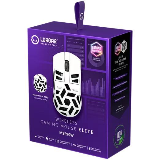 LORGAR MSE90W Magnesium Alloy Wireless Gaming Mouse White