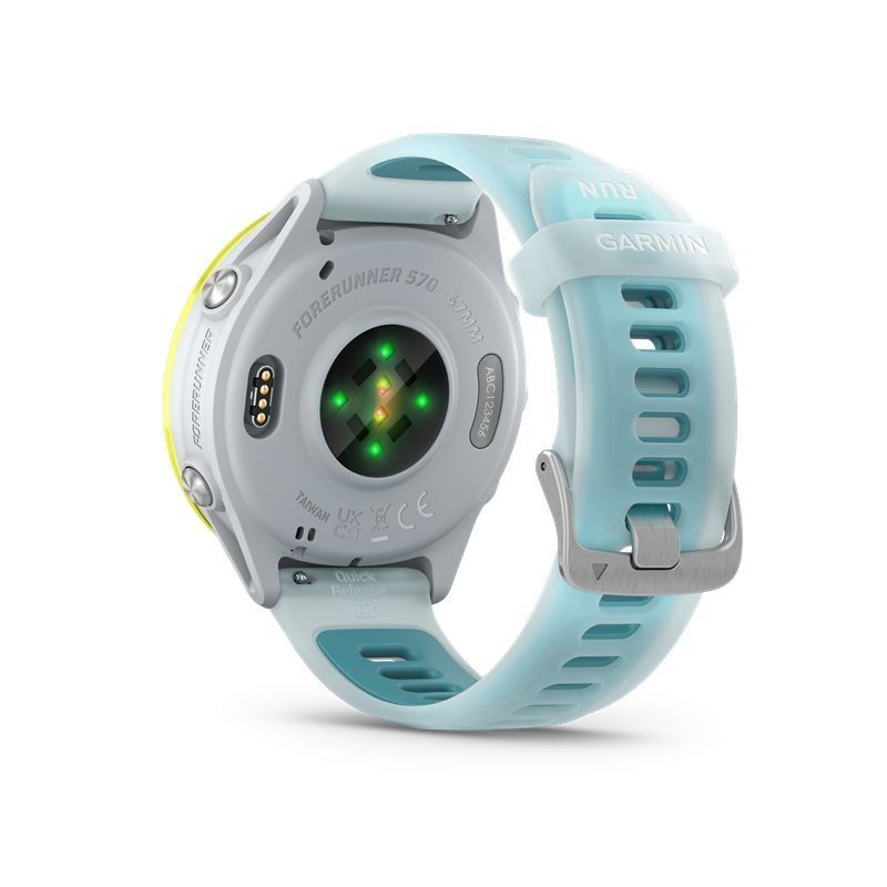 Garmin Forerunner 570 47mm Amp Yellow Aluminum with Translucent Whitestone/Turquoise Band Garmin Forerunner 570 47mm Amp Yellow Aluminum with Translucent Whitestone/Turquoise Band