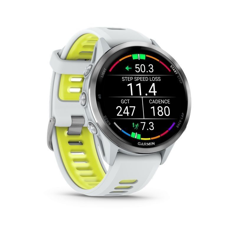 Garmin Forerunner 970 Titanium with Whitestone Case and Whitestone/Translucent Amp Yellow Band Garmin Forerunner 970 Titanium with Whitestone Case and Whitestone/Translucent Amp Yellow Band