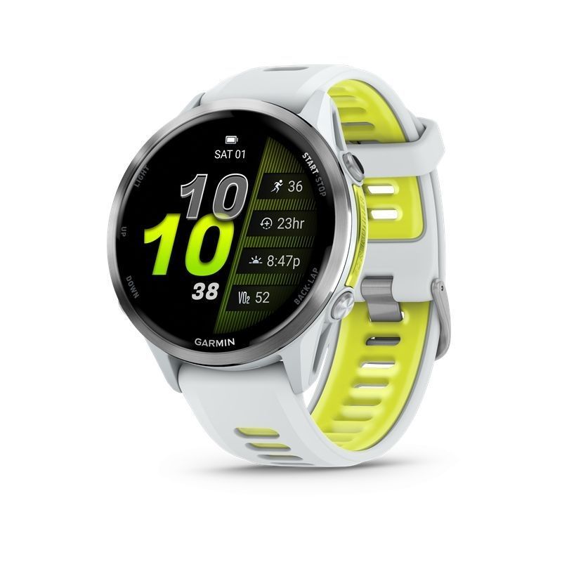 Garmin Forerunner 970 Titanium with Whitestone Case and Whitestone/Translucent Amp Yellow Band Garmin Forerunner 970 Titanium with Whitestone Case and Whitestone/Translucent Amp Yellow Band