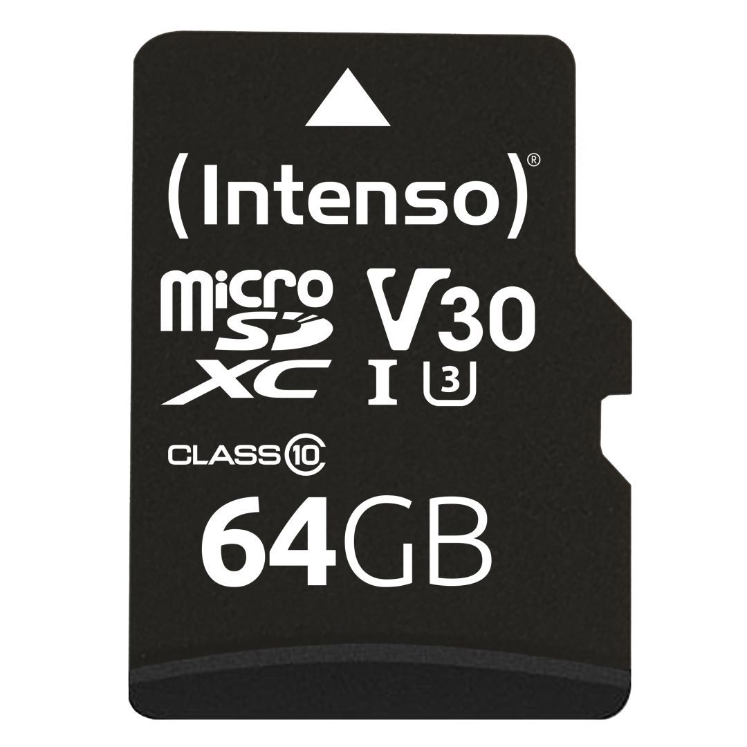 Intenso 64GB microSDXC Professional Class 10 U3 V30 + adapterrel Intenso 64GB microSDXC Professional Class 10 U3 V30 + adapterrel