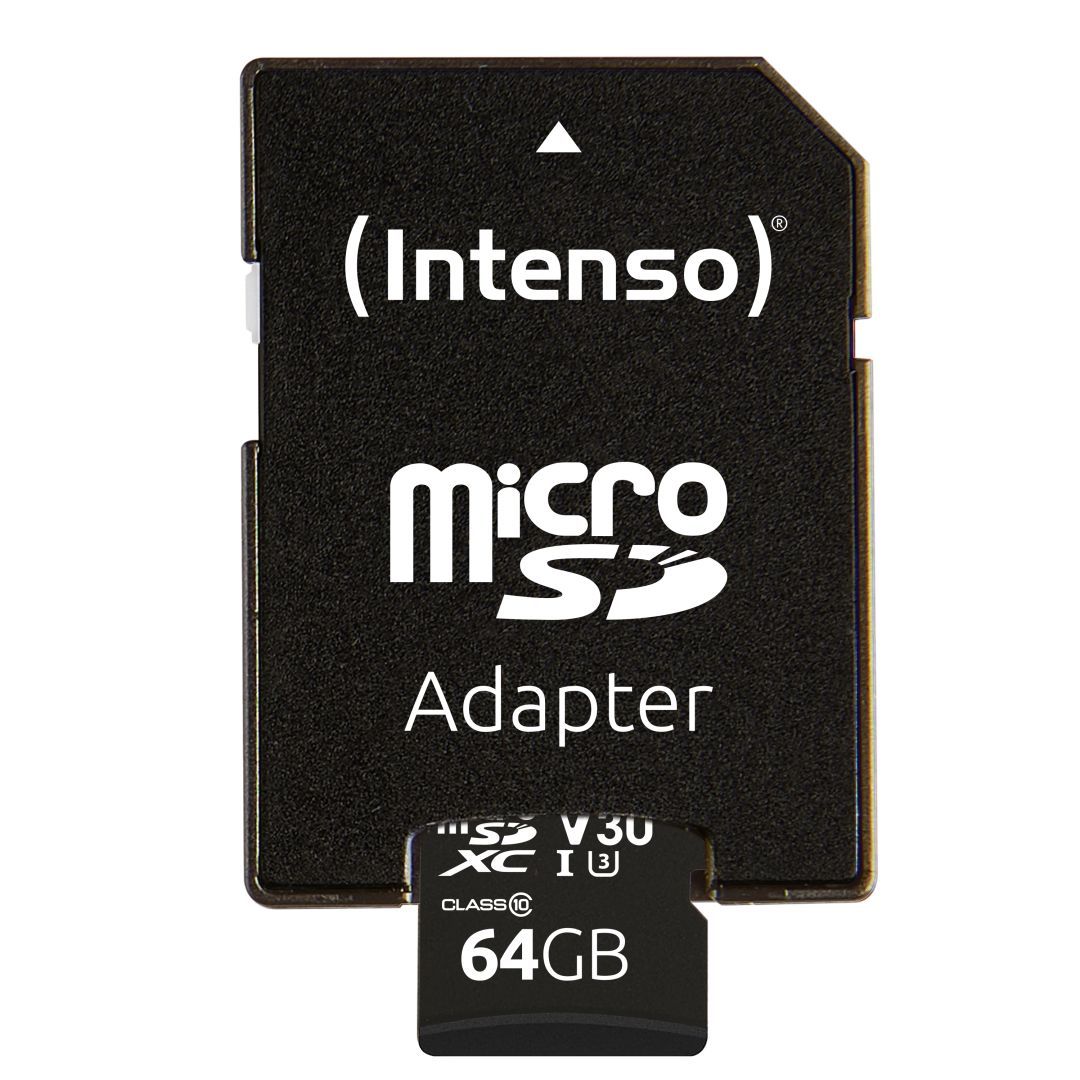 Intenso 64GB microSDXC Professional Class 10 U3 V30 + adapterrel Intenso 64GB microSDXC Professional Class 10 U3 V30 + adapterrel