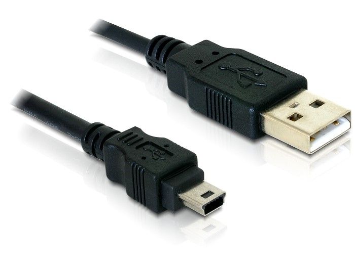 DeLock Cable USB 2.0 > USB-B mini 5pin male/male 1,5m Black DeLock Cable USB 2.0 > USB-B mini 5pin male/male 1,5m Black