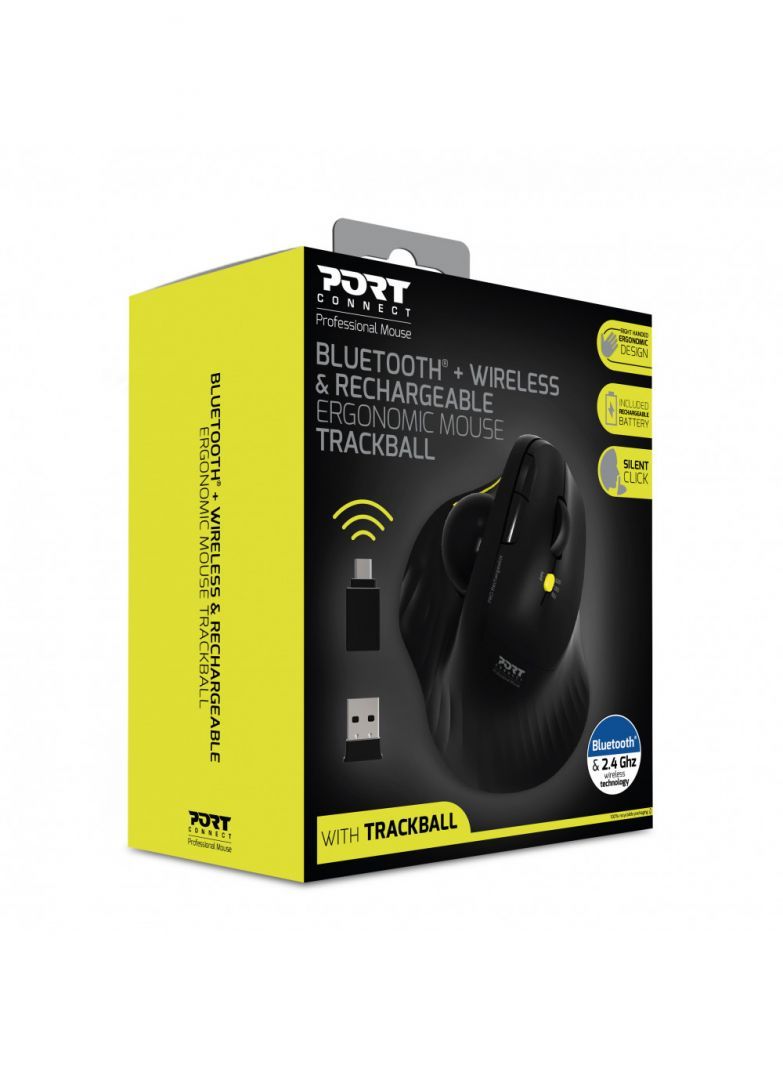 Port Designs Bluetooth Wireless Ergonomic Mouse Black Port Designs Bluetooth Wireless Ergonomic Mouse Black