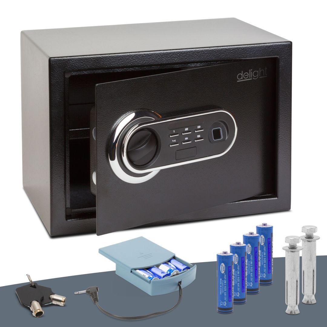 Delight Digitális széf ujjlenyomat olvasóval és gombsorral - 352x250x250mm Delight Digitális széf ujjlenyomat olvasóval és gombsorral - 352x250x250mm