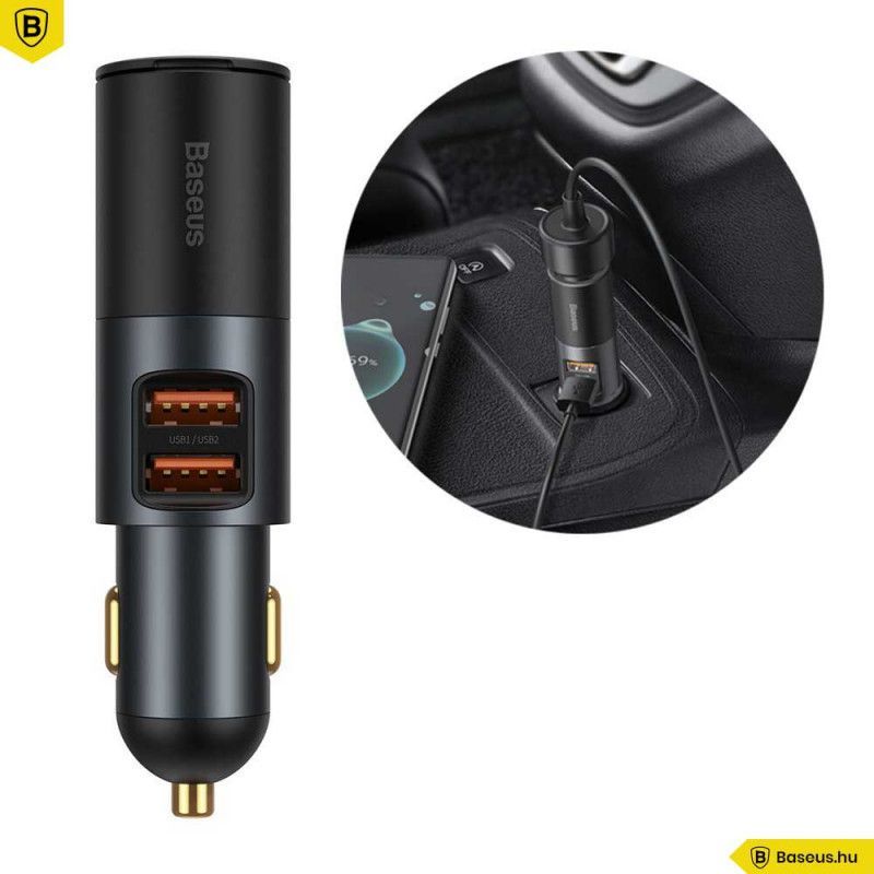 Baseus Share Together Car Charger Grey Baseus Share Together Car Charger Grey