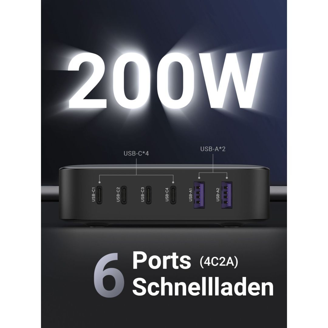 UGREEN Desktop Fast Charger 2USB-A+4USB-C 200W Grey UGREEN Desktop Fast Charger 2USB-A+4USB-C 200W Grey