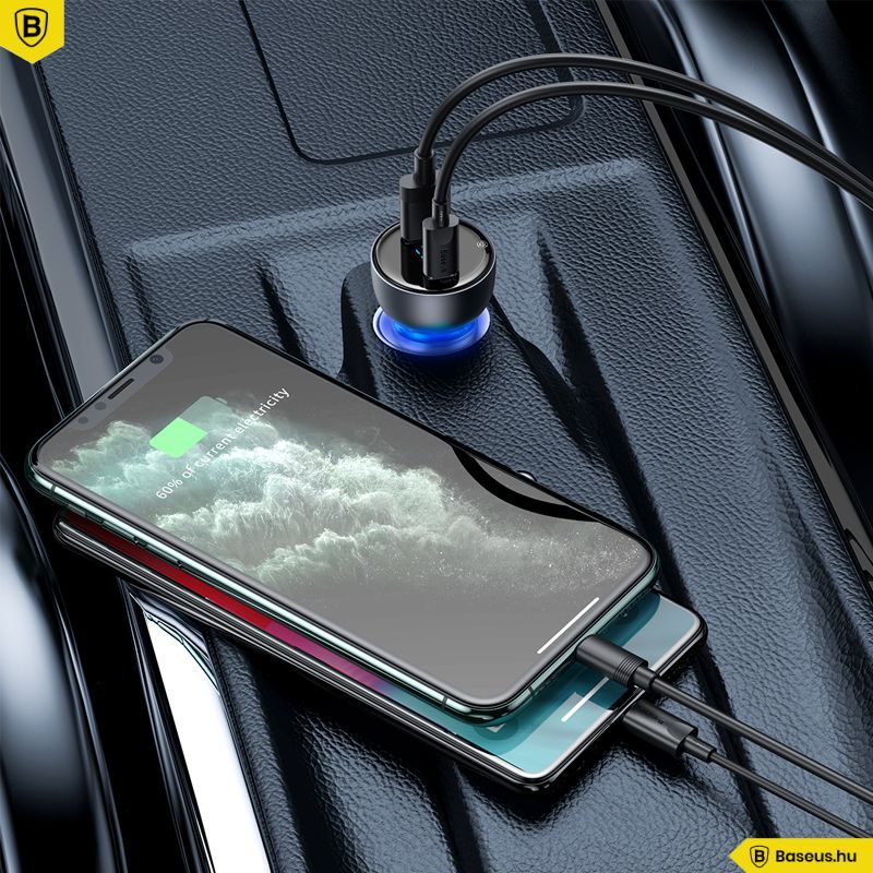 Baseus Particular Dual Quick Car Charger Grey Baseus Particular Dual Quick Car Charger Grey