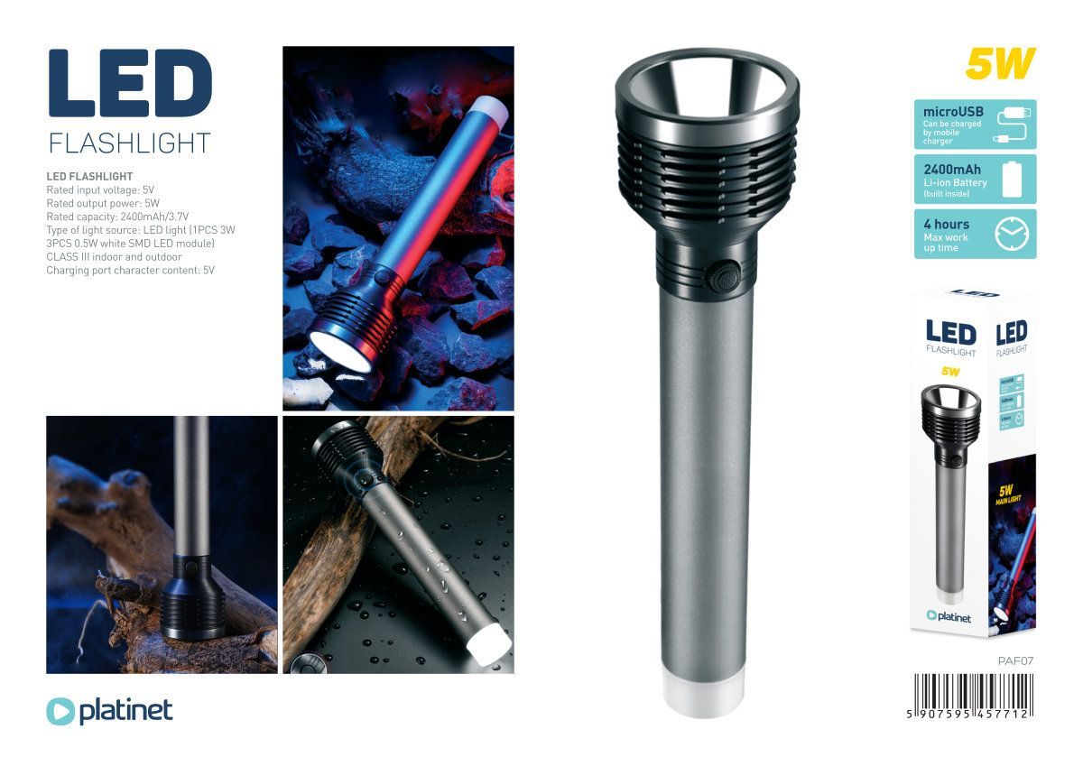 Platinet 5W Aluminium LED Flashlight Platinet 5W Aluminium LED Flashlight