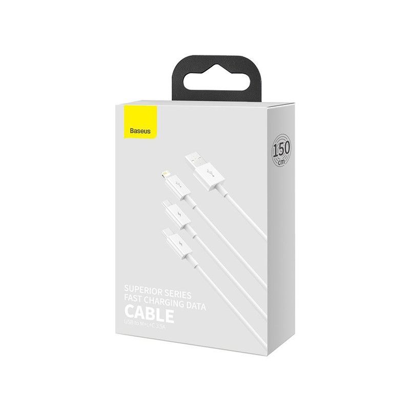 Baseus Superior Series 3 in 1 USB Cable 1,2m White Baseus Superior Series 3 in 1 USB Cable 1,2m White