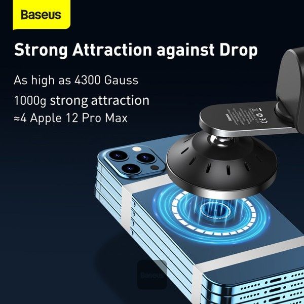 Baseus MagSafe autós telefontartó vezeték nélküli Qi töltő 15W Big Energy Black Baseus MagSafe autós telefontartó vezeték nélküli Qi töltő 15W Big Energy Black