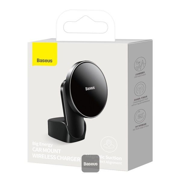 Baseus MagSafe autós telefontartó vezeték nélküli Qi töltő 15W Big Energy Black Baseus MagSafe autós telefontartó vezeték nélküli Qi töltő 15W Big Energy Black