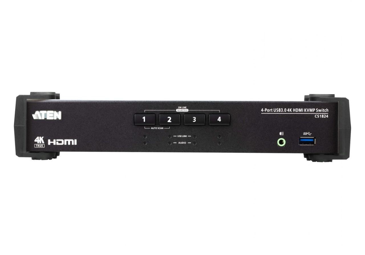 ATEN 4-Port USB 3.0 4K HDMI KVMP Switch with Audio Mixer Mode ATEN 4-Port USB 3.0 4K HDMI KVMP Switch with Audio Mixer Mode