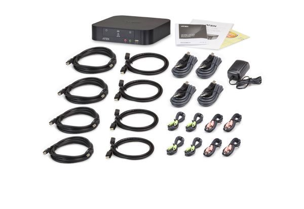 ATEN 4-Port USB Mini DisplayPort/Audio Dual Display KVMP Switch + Cables ATEN 4-Port USB Mini DisplayPort/Audio Dual Display KVMP Switch + Cables