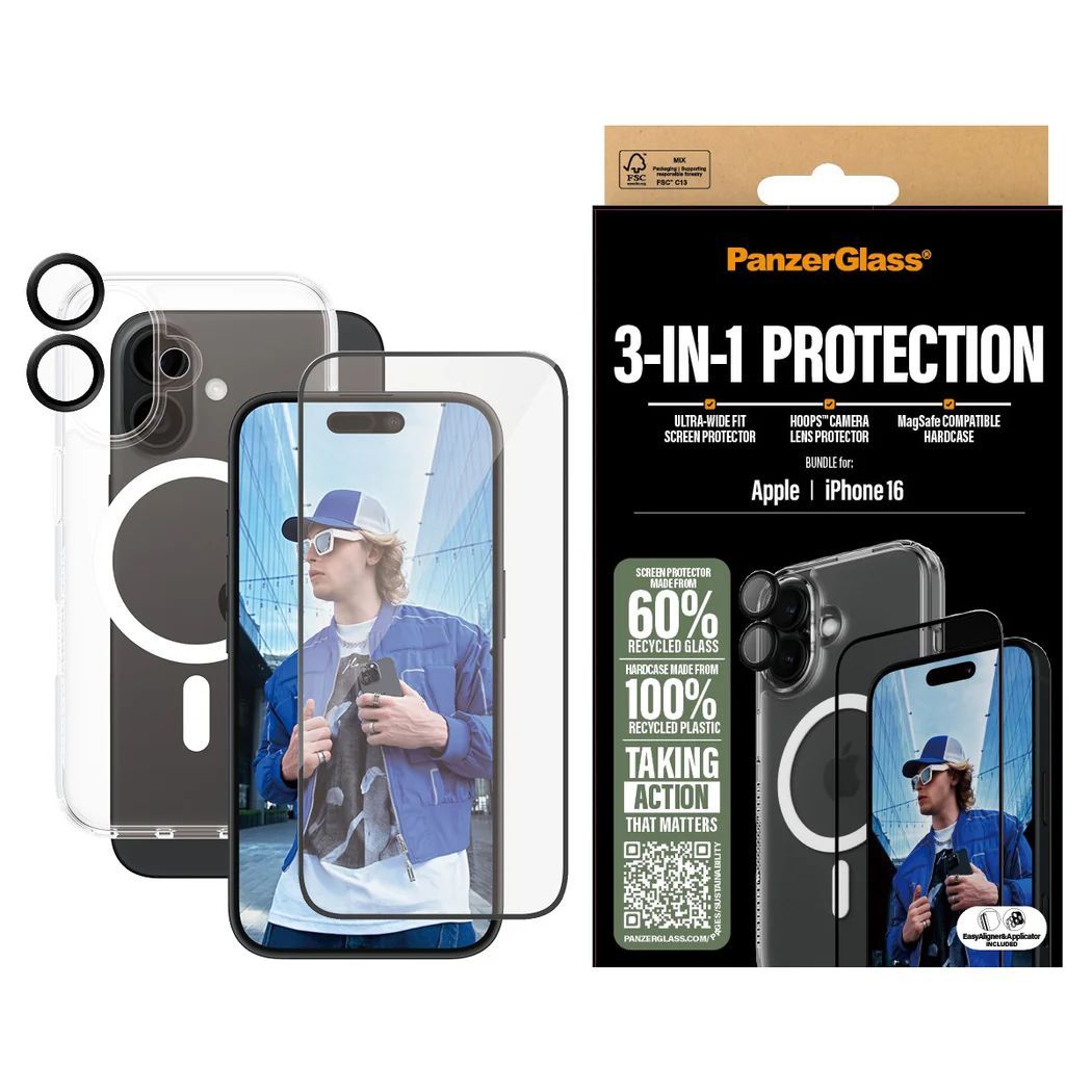 PanzerGlass 3-in-1 Protection Bundle for iPhone 16 PanzerGlass 3-in-1 Protection Bundle for iPhone 16