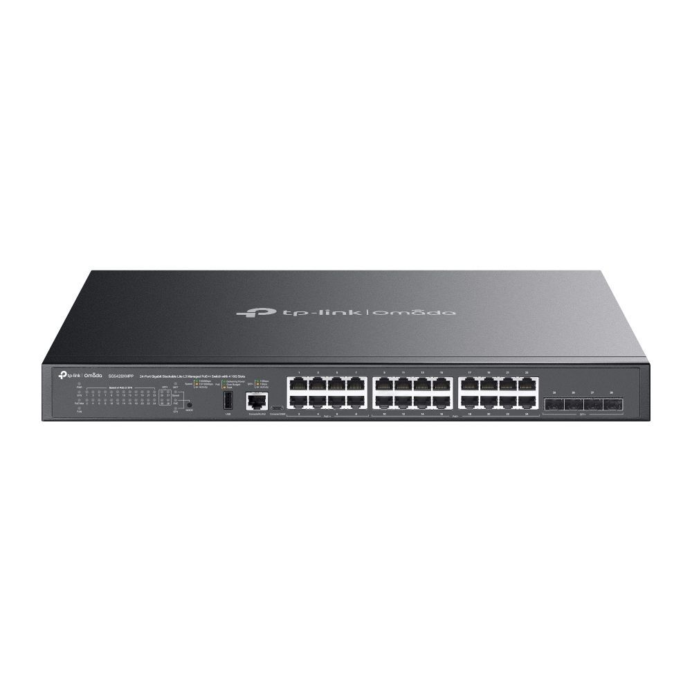 TP-Link SG5428XMPP Omada 24-Port Gigabit Stackable Lite L3 Managed PoE++ Switch with 4× 10G Slots