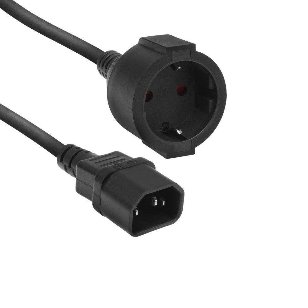 ACT AK5250 Powercord C14 IEC - CEE 0,2m Black ACT AK5250 Powercord C14 IEC - CEE 0,2m Black