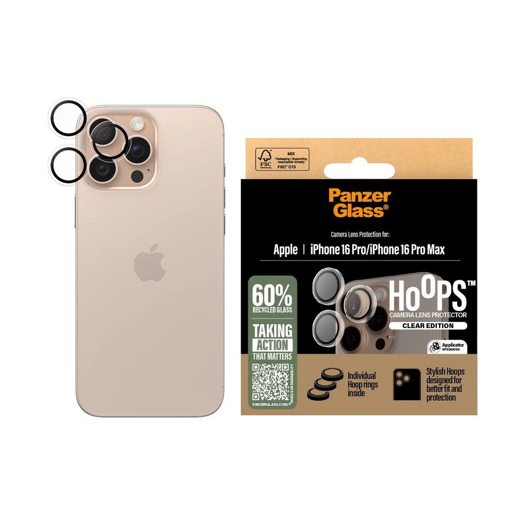 PanzerGlass Hoops Transparent Lens Protector for iPhone 16 Pro/Max PanzerGlass Hoops Transparent Lens Protector for iPhone 16 Pro/Max