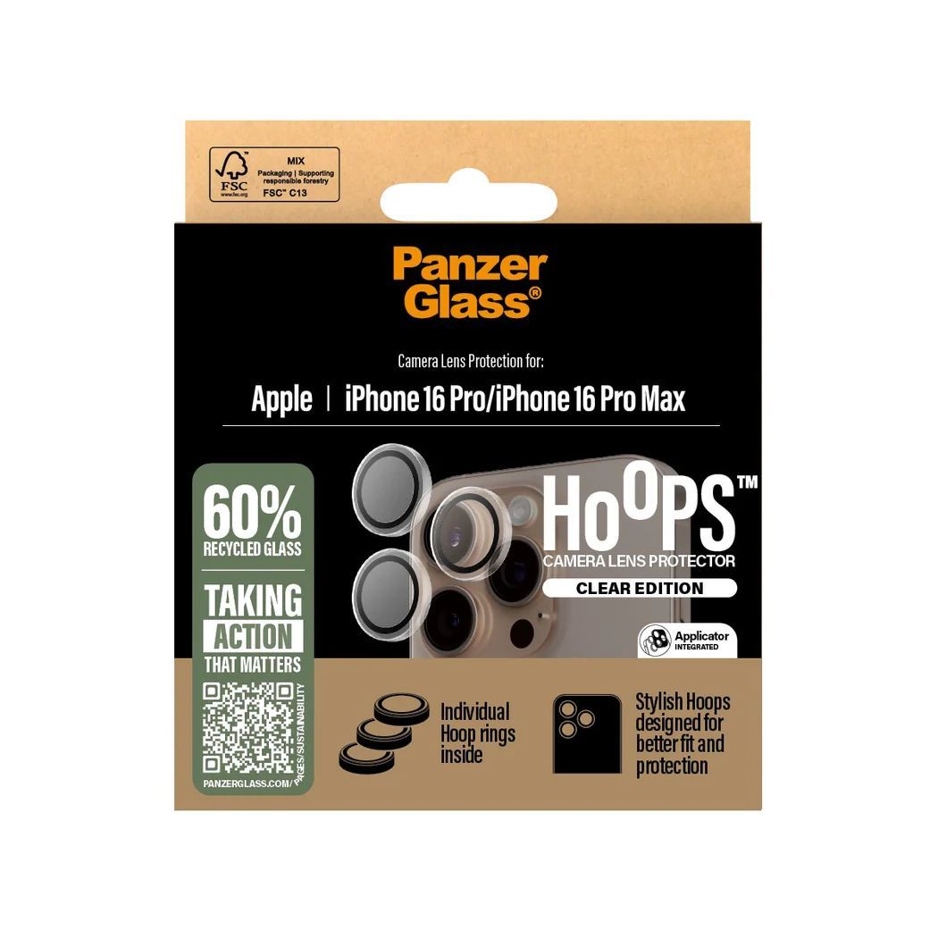 PanzerGlass Hoops Transparent Lens Protector for iPhone 16 Pro/Max PanzerGlass Hoops Transparent Lens Protector for iPhone 16 Pro/Max