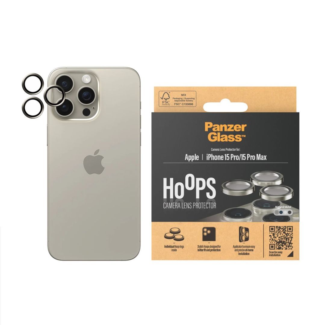 PanzerGlass Hoops Natural Metal Lens Protector iPhone 15 Pro/Max PanzerGlass Hoops Natural Metal Lens Protector iPhone 15 Pro/Max