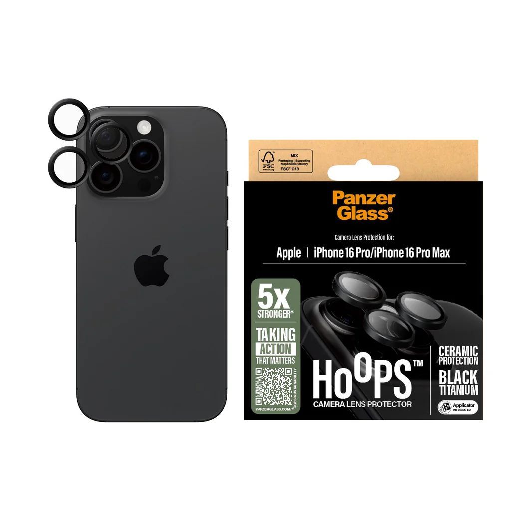 PanzerGlass Hoops Ceramic Camera Lens Protector for iPhone 16 Pro/Max PanzerGlass Hoops Ceramic Camera Lens Protector for iPhone 16 Pro/Max