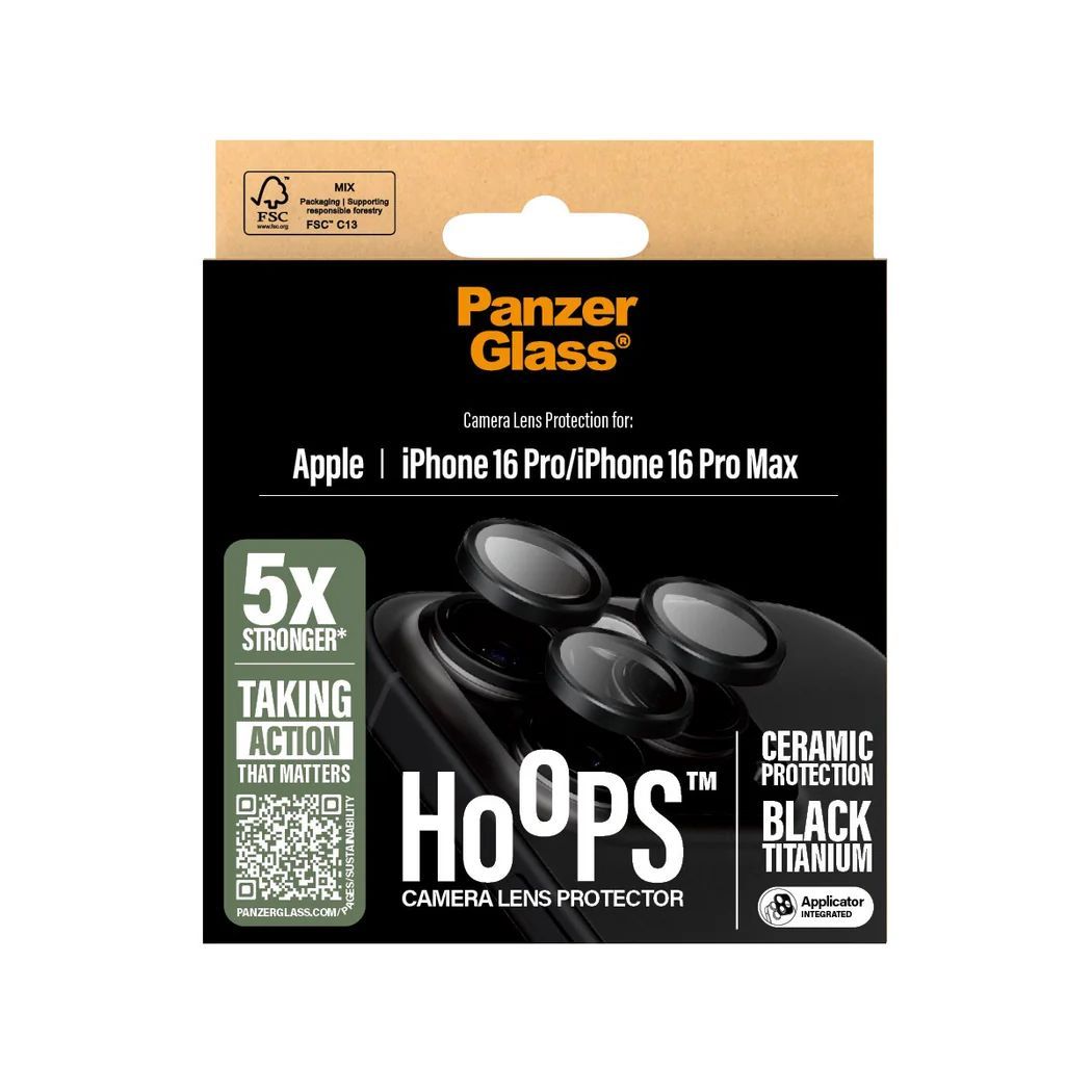 PanzerGlass Hoops Ceramic Camera Lens Protector for iPhone 16 Pro/Max PanzerGlass Hoops Ceramic Camera Lens Protector for iPhone 16 Pro/Max