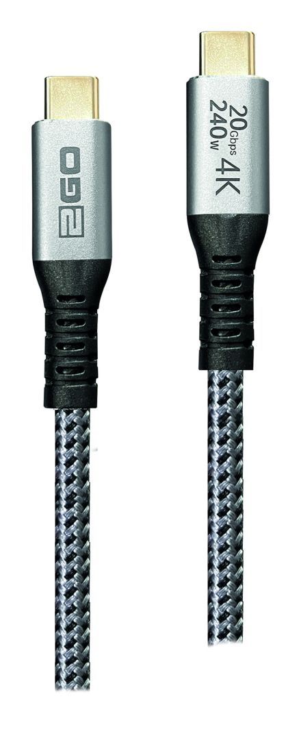 2GO SuperSpeed+ USB-C FastCharge Cable 240W 2m Black 2GO SuperSpeed+ USB-C FastCharge Cable 240W 2m Black