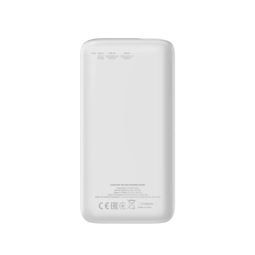 Canyon CNE-CPB301W 30000mAh Powerbank White