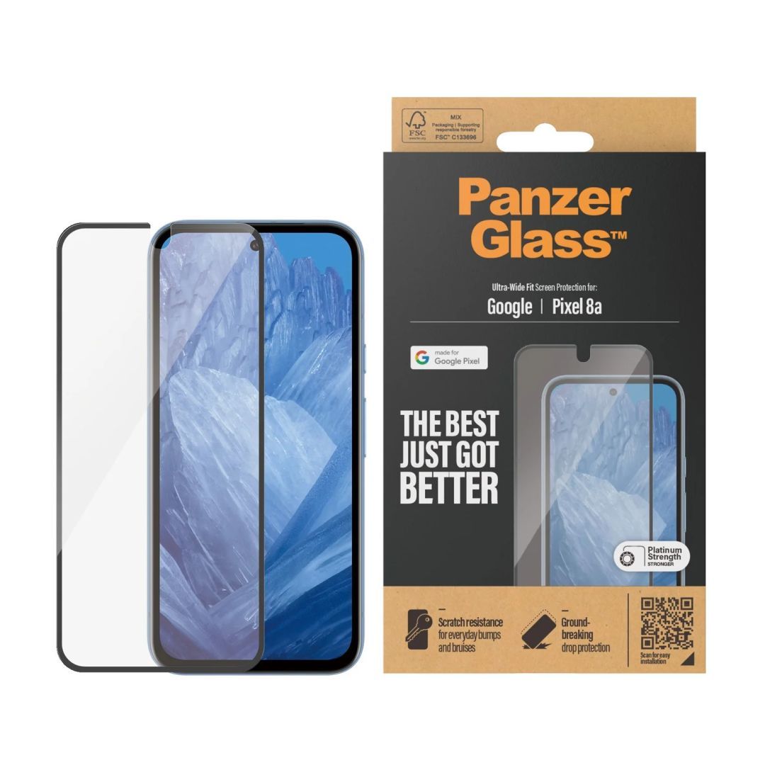 PanzerGlass Screen Protector with Black Frame for Google Pixel 8a UWF PanzerGlass Screen Protector with Black Frame for Google Pixel 8a UWF