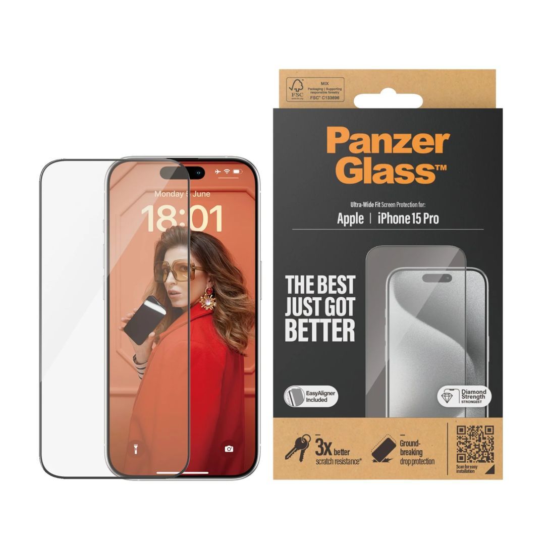 PanzerGlass Screen Protector for iPhone 15 Pro UWF w EasyAligner PanzerGlass Screen Protector for iPhone 15 Pro UWF w EasyAligner