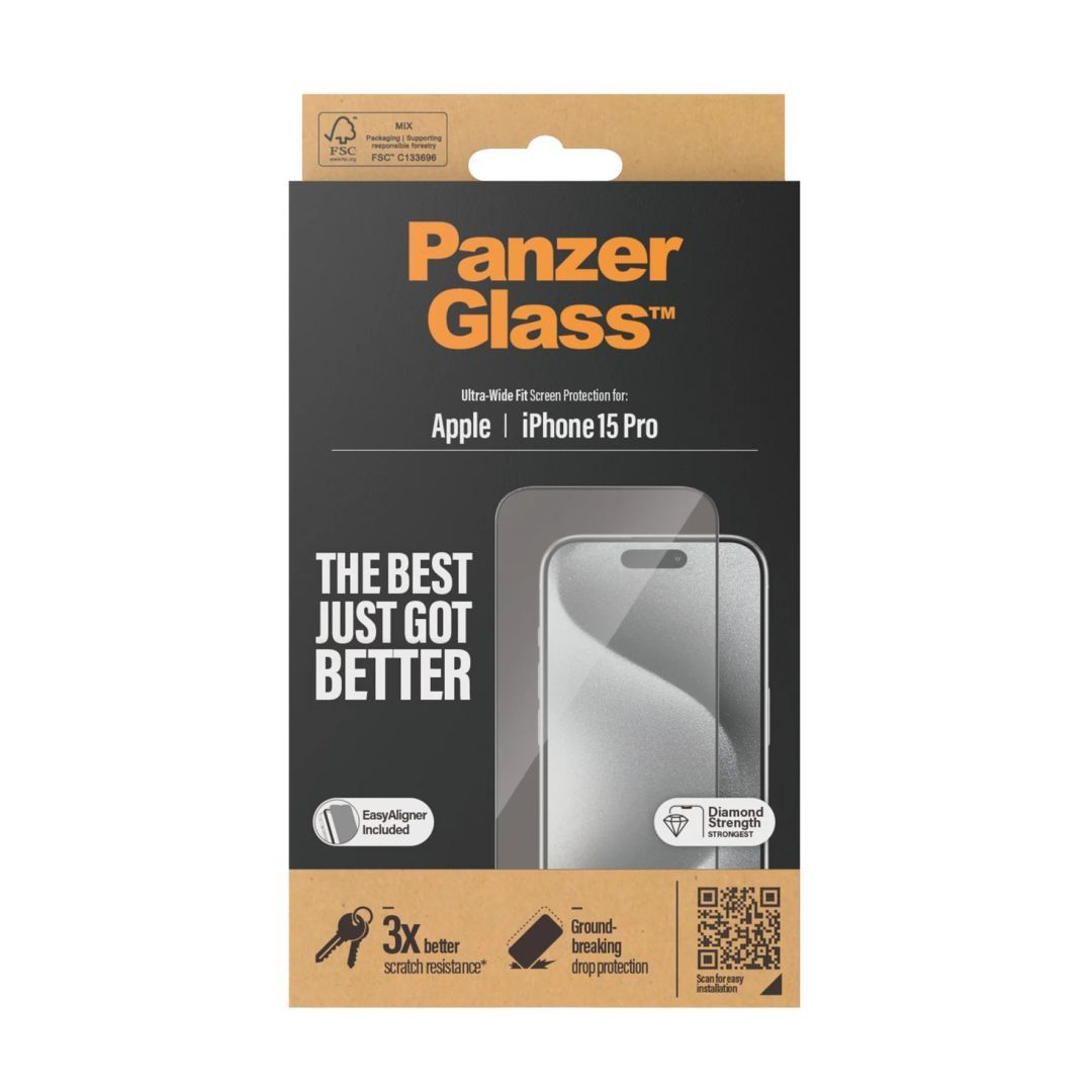 PanzerGlass Screen Protector for iPhone 15 Pro UWF w EasyAligner PanzerGlass Screen Protector for iPhone 15 Pro UWF w EasyAligner