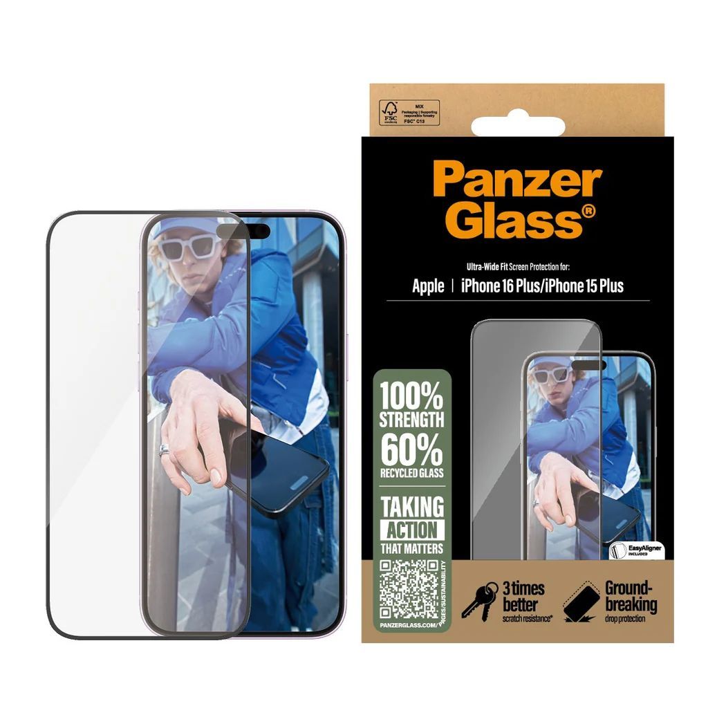 PanzerGlass Screen Protector for iPhone 16 Plus 15 Plus UWF PanzerGlass Screen Protector for iPhone 16 Plus 15 Plus UWF