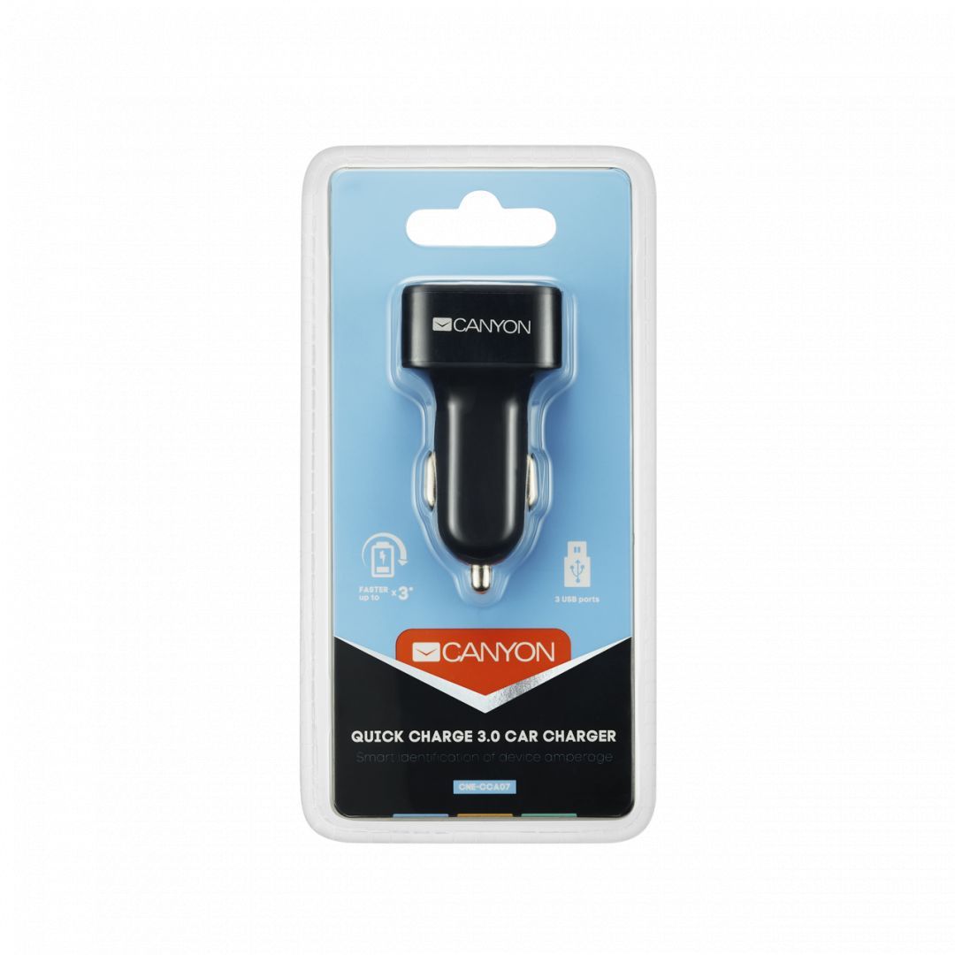 Canyon CNE-CCA07B Triple USB Car Charger Black Canyon CNE-CCA07B Triple USB Car Charger Black