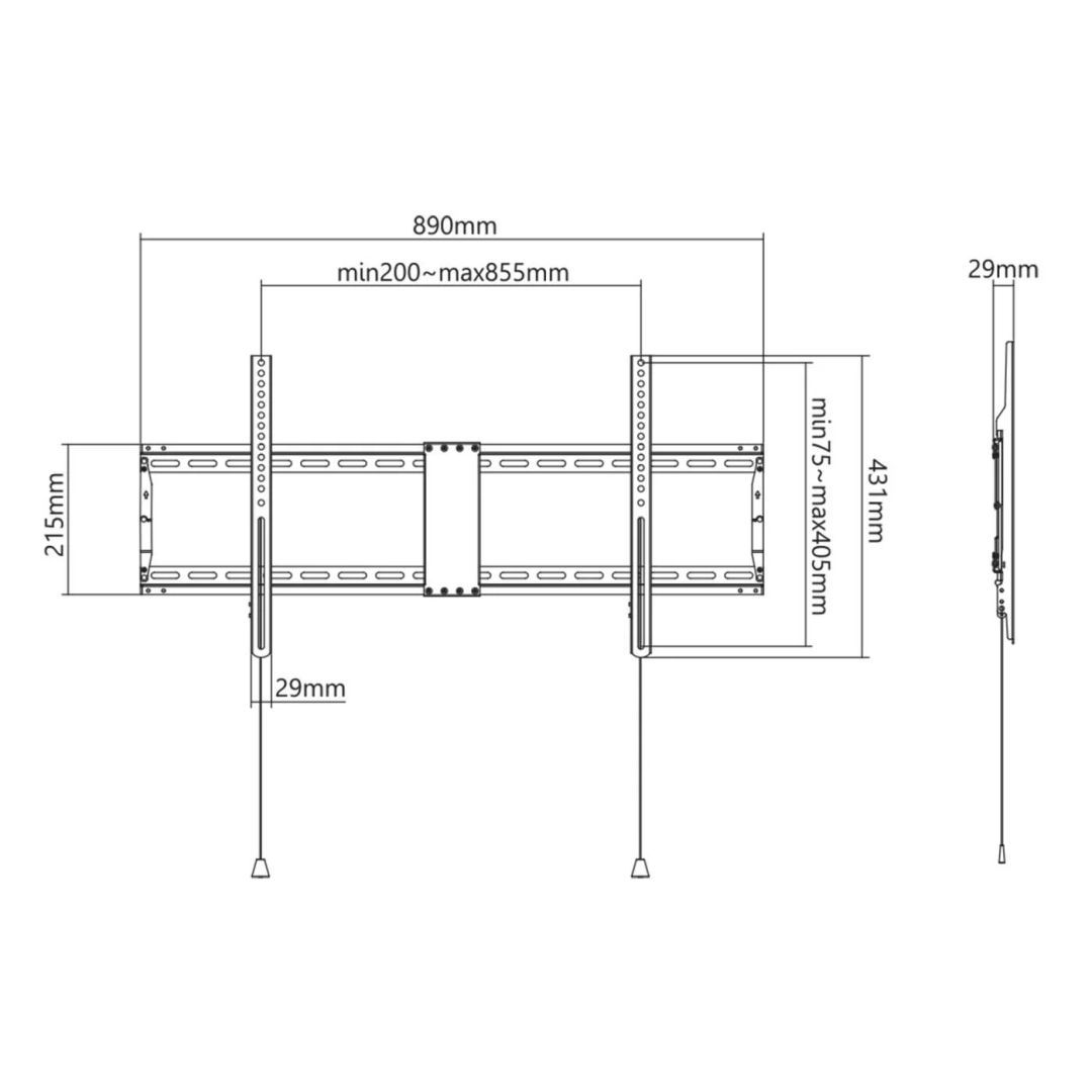 Manhattan Low-Profile Fixed TV Wall Mount 43"-100" Black Manhattan Low-Profile Fixed TV Wall Mount 43"-100" Black